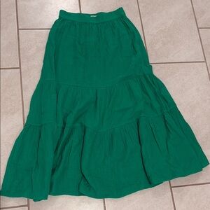 Sonoma Green Tiered A-Line Maxi Skirt